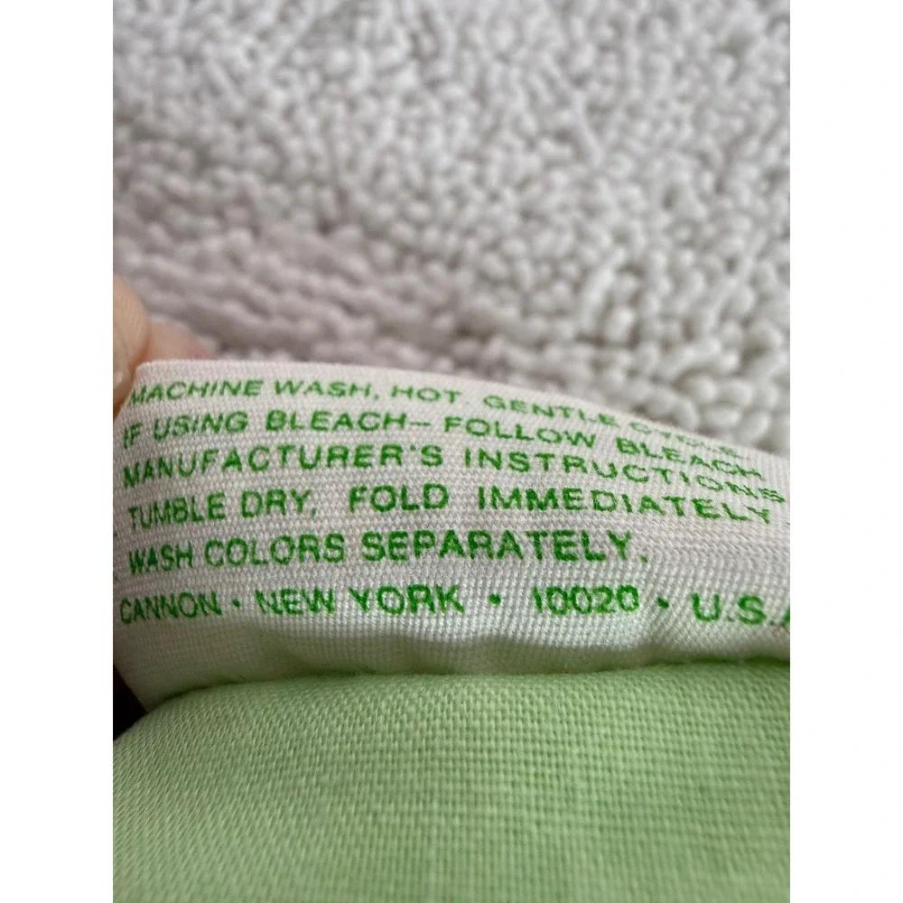 Vintage Cannon Monticello‎ Standard Pillowcase Green White Stripe No Iron Muslin